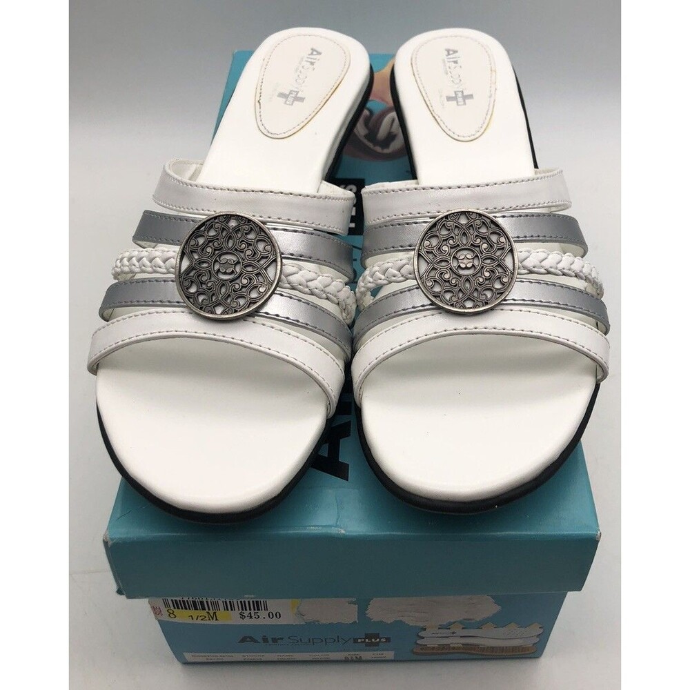 Air Supply Plus Trudy Slipper Comfort  SLIP-ON 776613 White Silver Size 8 1/2M🎁